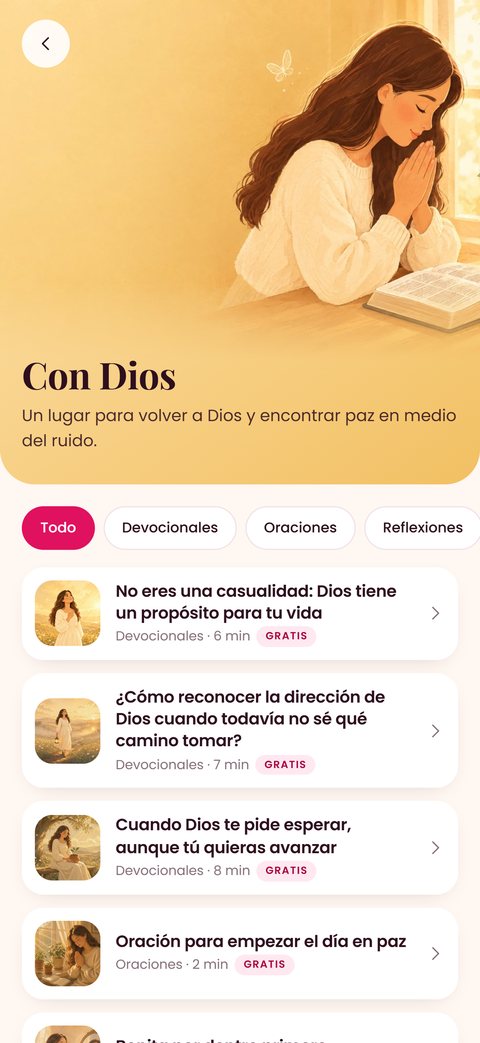 App Meli Inspira: sección Con Dios